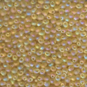 Miyuki Tropfen Perlen 2,8mm 0132FR transparent rainbow matt Light Gold 9gr.